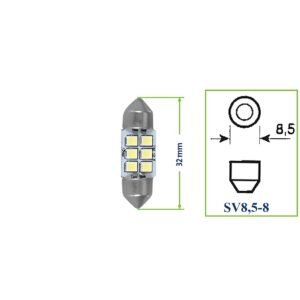 Lampada Torpedo 6 Led 12v 32mm