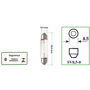 Lampada Torpedo 12v 5w Sv8.5 8