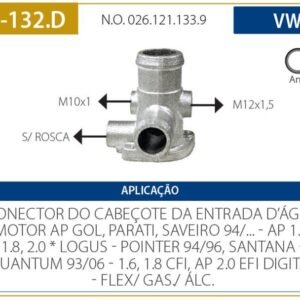 Conector entrada Agua Cabecote ( 1 Rosca 10 / 1 Rosca 12 )