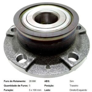 Cubo Roda Traseira C/rolamento C/abs 5 Furos