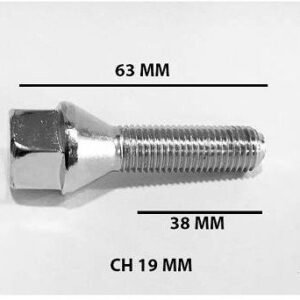 Parafuso Roda Cromado Longo 19mm 12x1,50x38