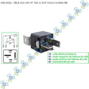 Rele Aux. 4 Terminais 24v 70a C/ Suporte