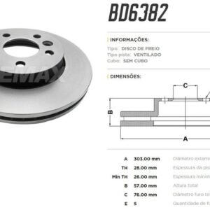 Disco Freio Diant. Ventilado 5 Furos