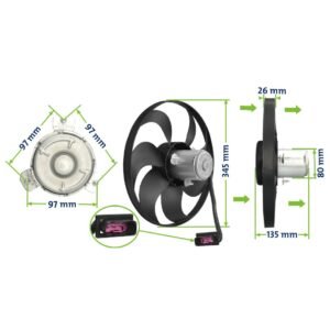eletroventilador 12v S/ar 350mm