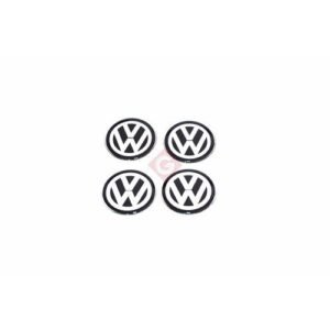 emblema Calota Resinado 48mm Prata/preto Vw (kit)