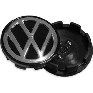 SUB CALOTA CENTRO DA RODA 51MM PRETA C/BOTTON CROM (KIT 4PC)